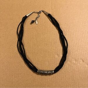 peyote bird southwestern Black Beaded Sterling Silver necklace 925